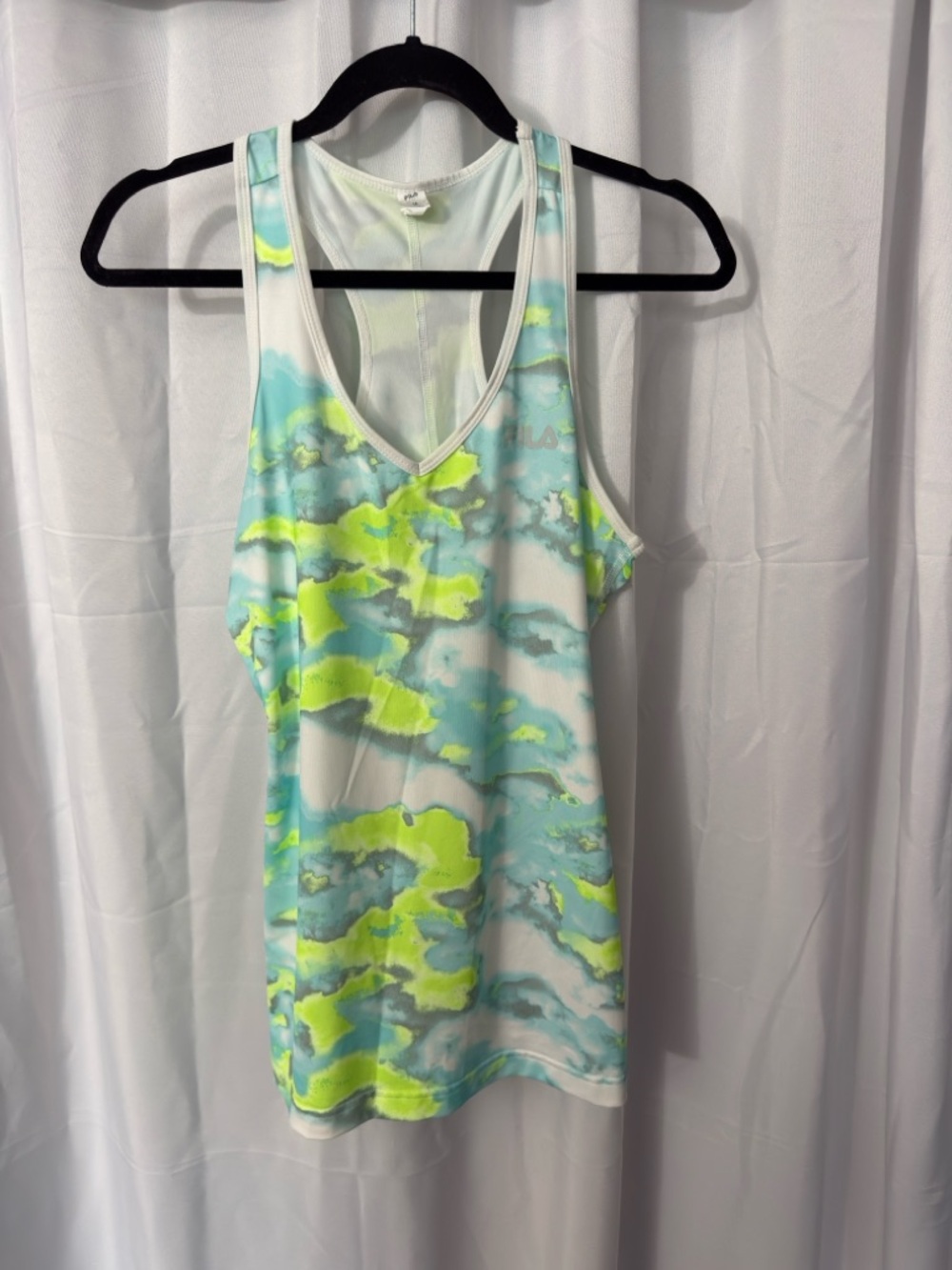 Fila Neon Green & Teal Abstract Racerback Tank